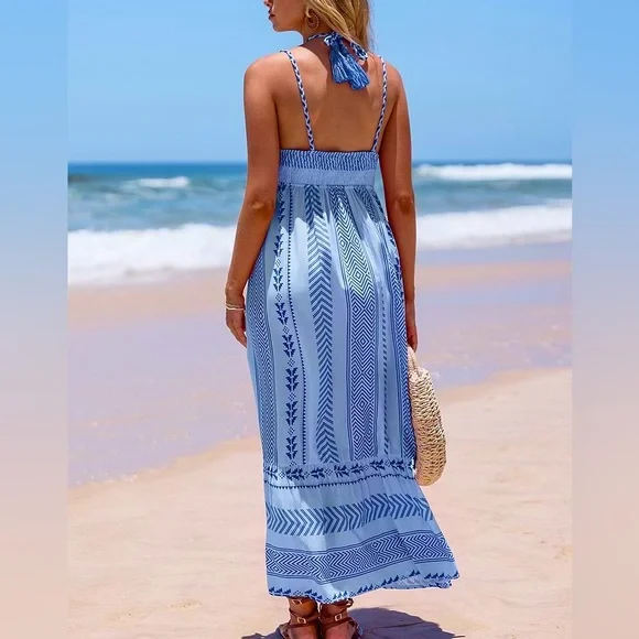 Cupshe Blue Patterned Maxi Dress - Picture 2 of 5